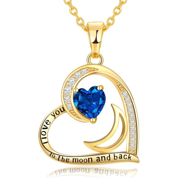 Heart Gold Necklace for Women - Birthstone Jewelry Gift for Wife Girlfriend Mo